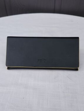 Fendi Black Leather Continental Wallet with Gold Edge Empty Case